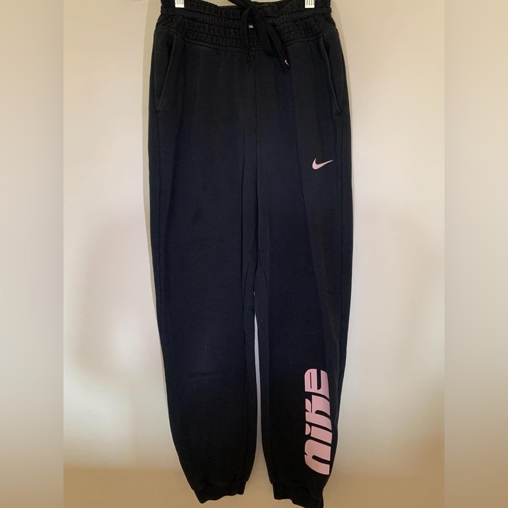 Nike Women’s Black Joggers with Pink Logo